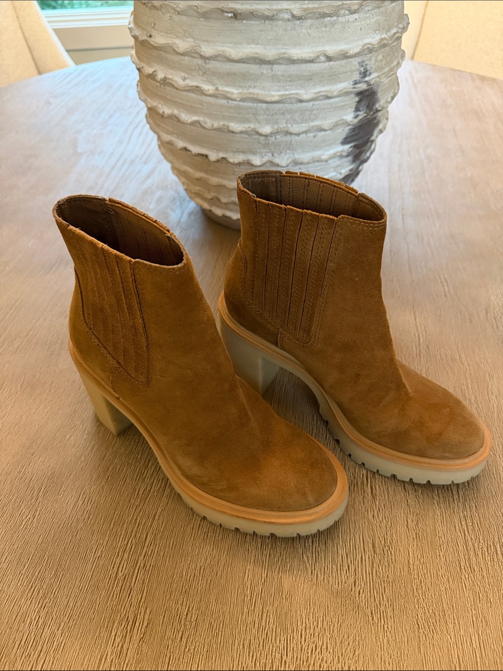 Women's Dolce Vita Camel Suede Heel Chelsea Boot